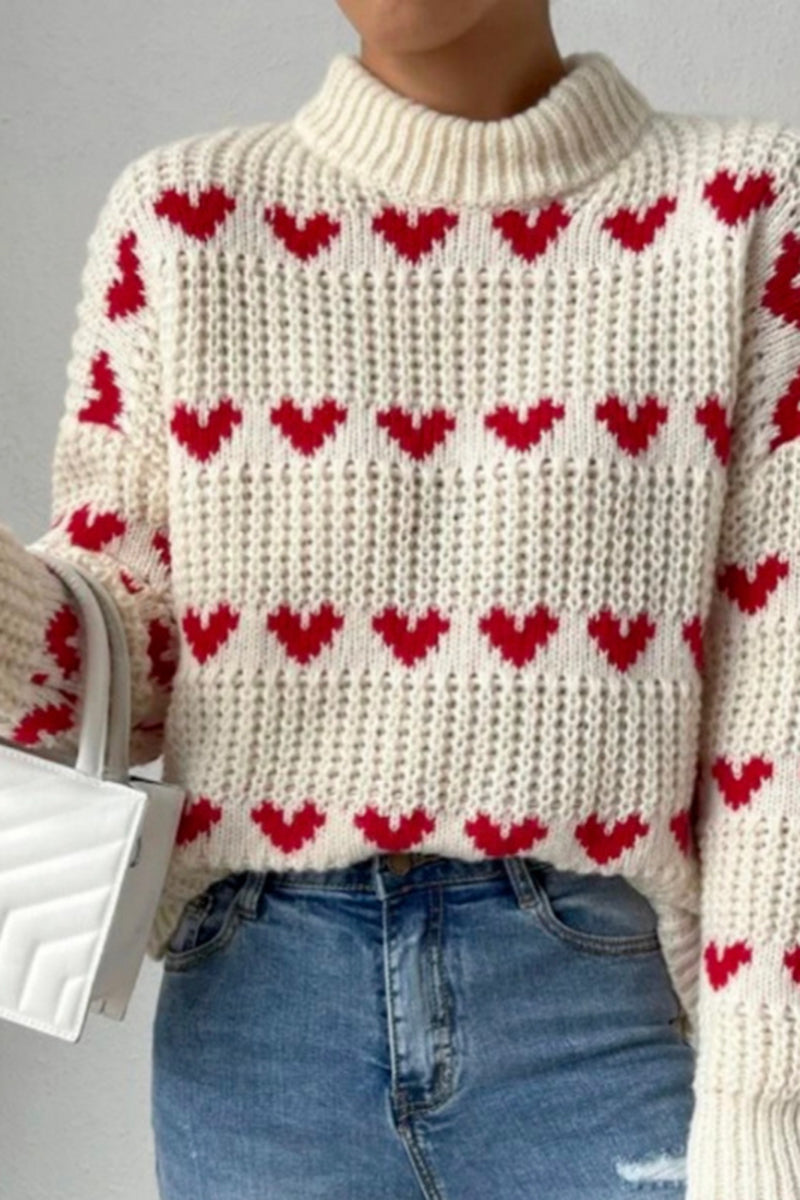 Knit Heart Pattern Sweater