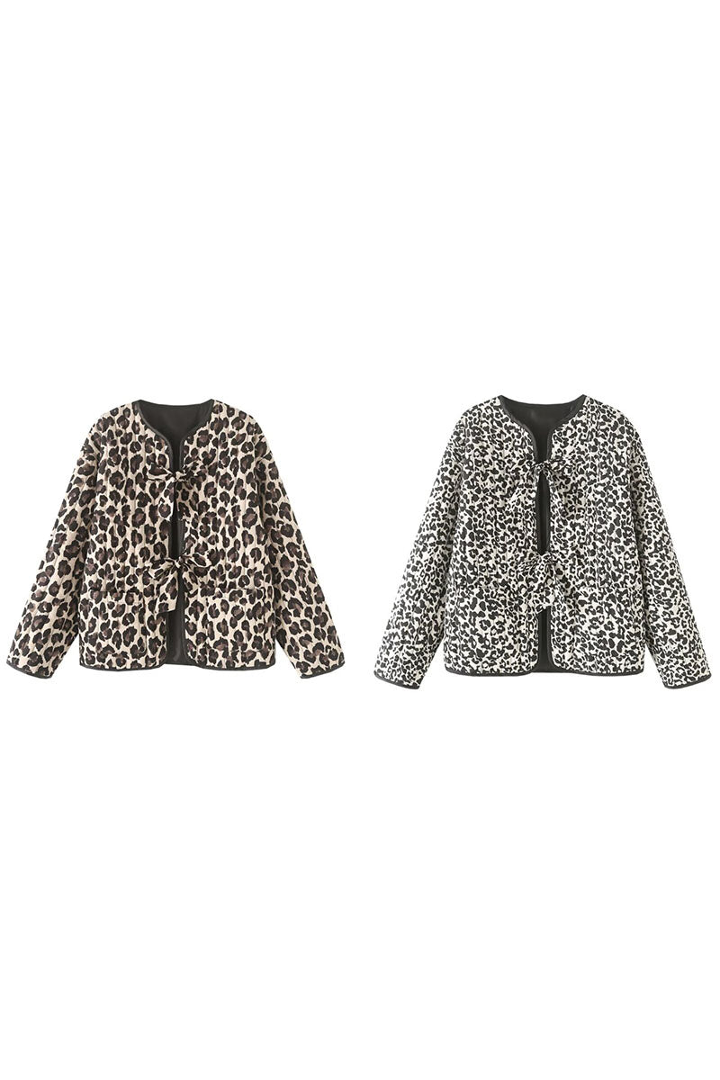 Animal Print Ruffled Button-Up Jacket