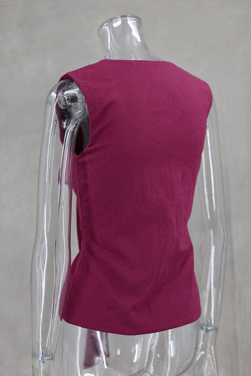 Tie-Front Sleeveless Blouse