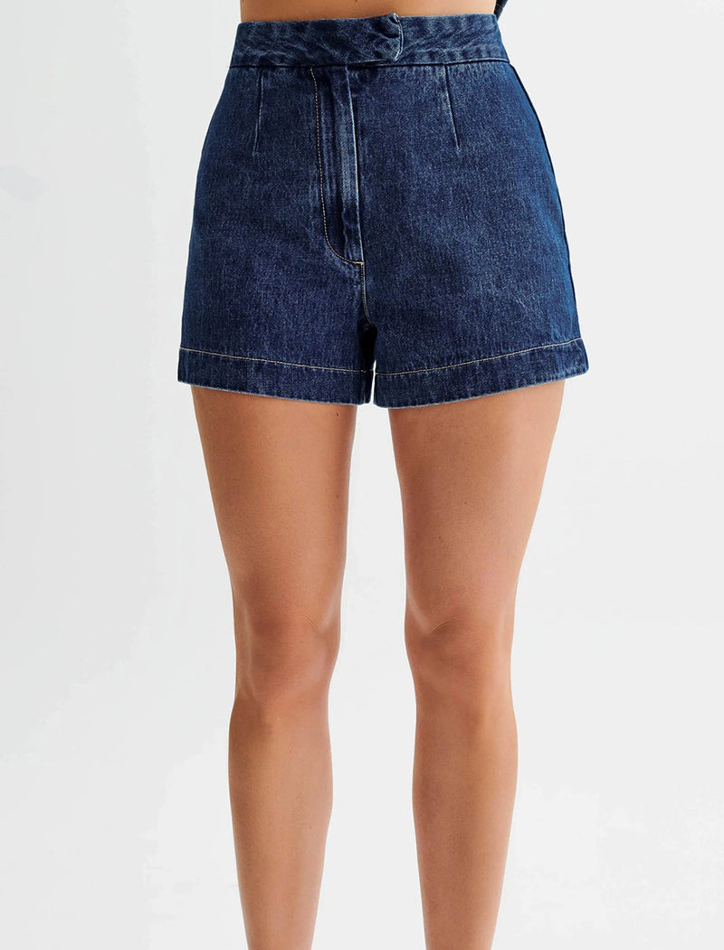 Button-Up Denim Vest and Shorts Set