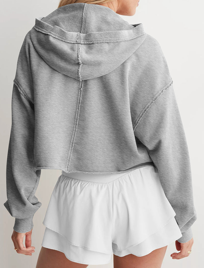 V-Neck Long Sleeve Hoodie