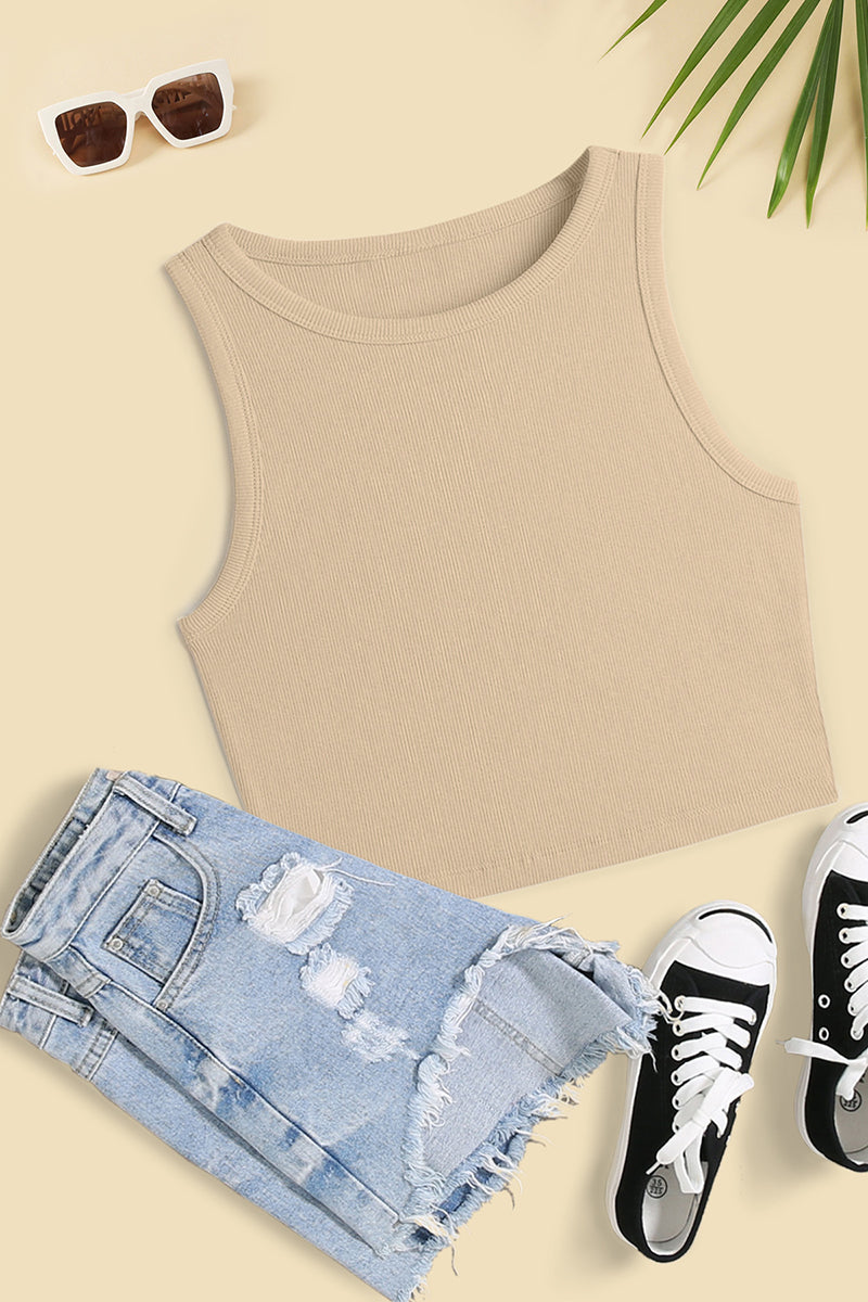 Slim Fit Sleeveless Ribbed Tank Top