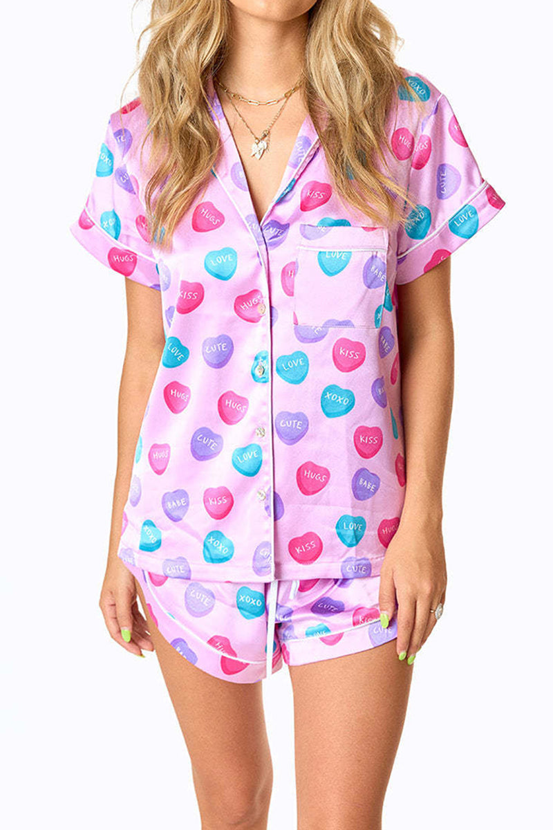 Print Satin Pajama Set