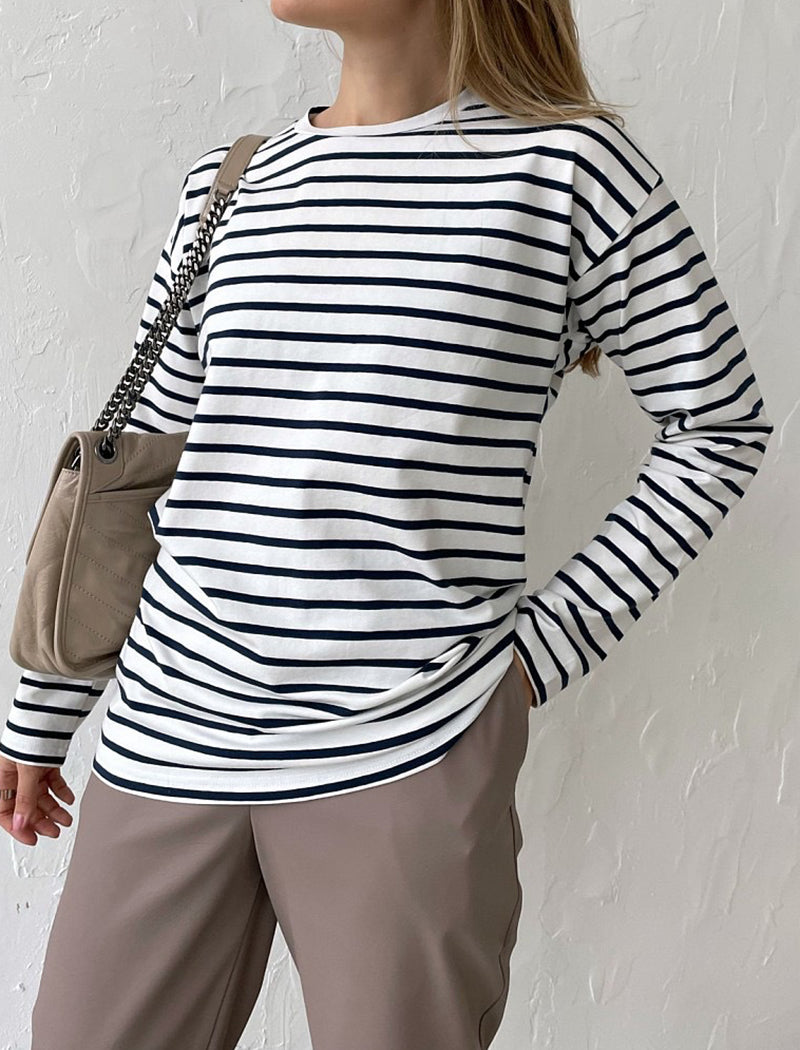 Striped Crewneck Long Sleeve T-Shirt