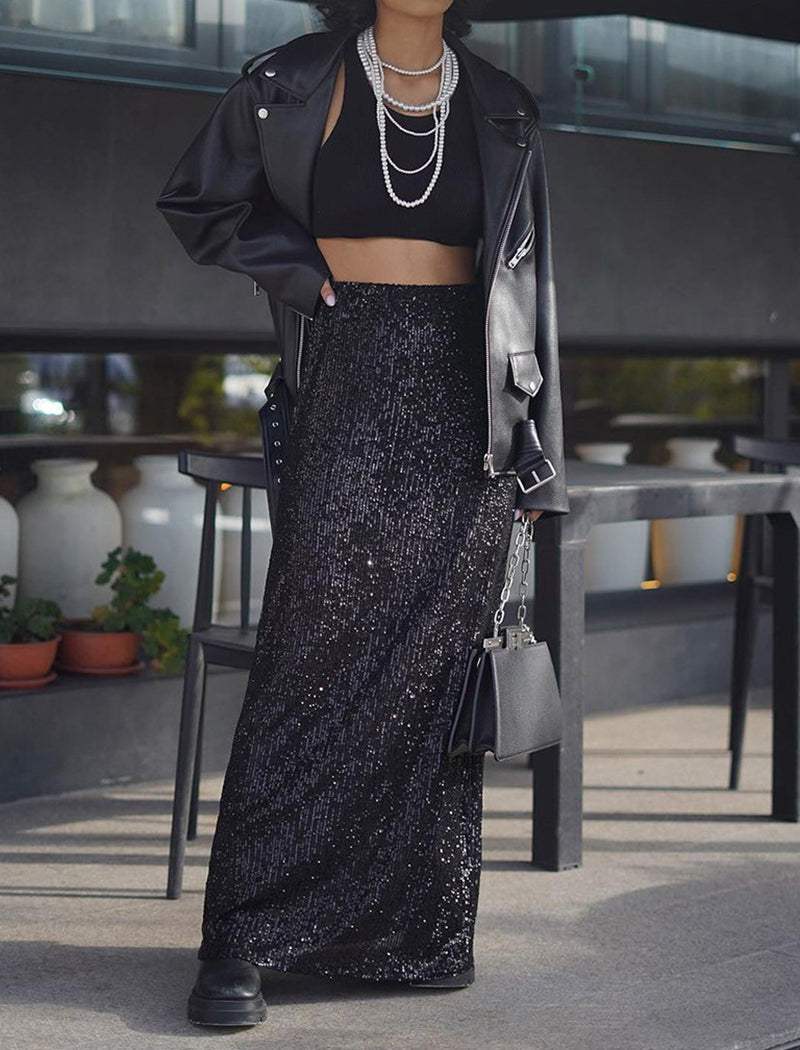 Sequin Maxi Skirt