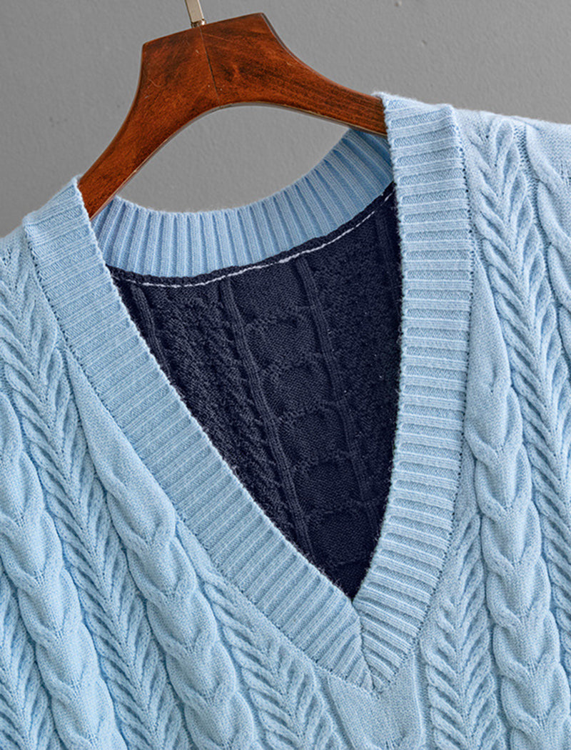 V-Neck Colorblock Knit Sweater Vest