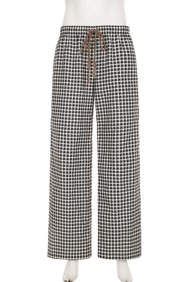 Checkered Drawstring Pajama Pants