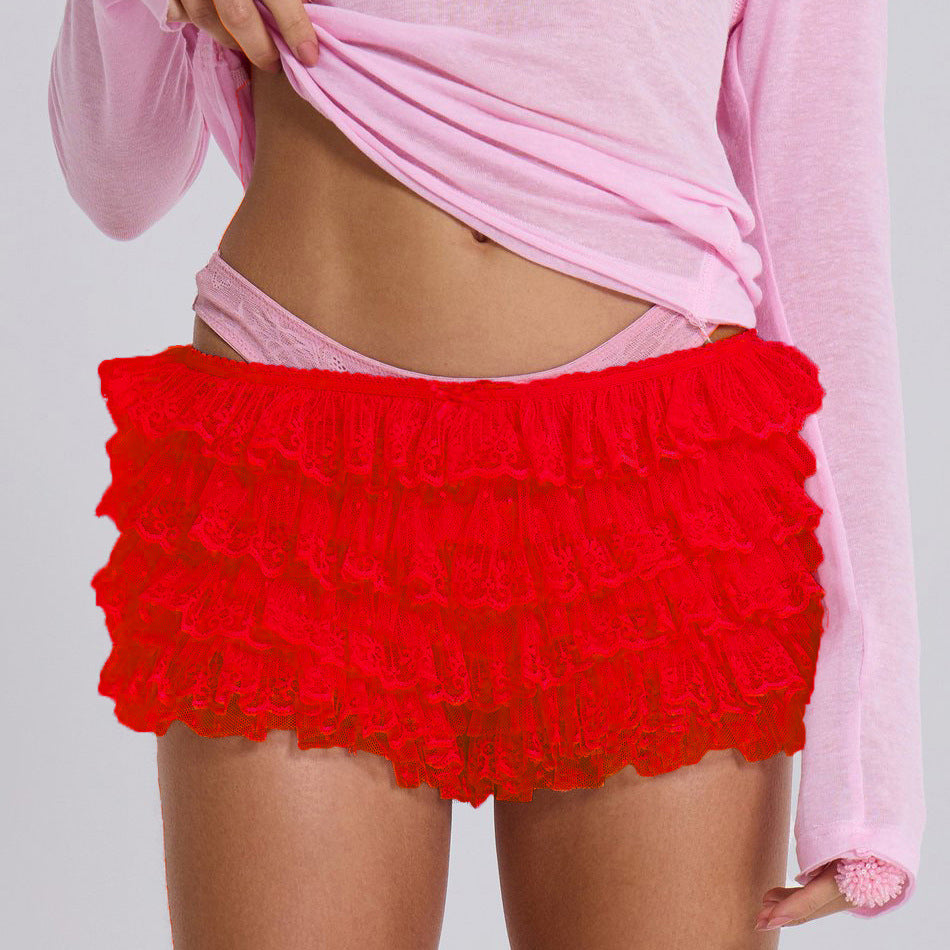 Ruffled Low-Waist Skirted Shorts