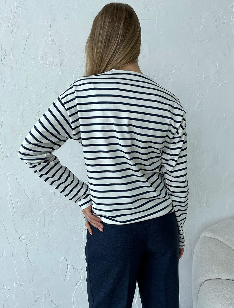 Striped Crewneck Long Sleeve T-Shirt