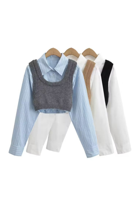 Knit Vest and Shirt Set