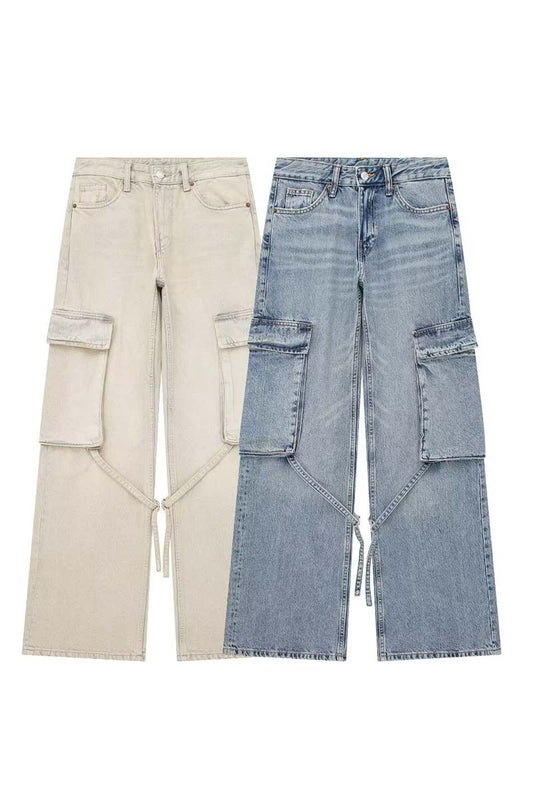 Mid-Rise Pocketed Utility Pants