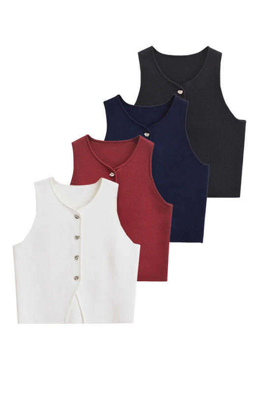 Buttoned Knit Vest