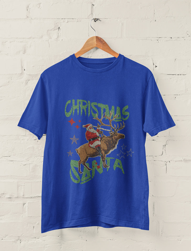 Santa on Reindeer Christmas Tee