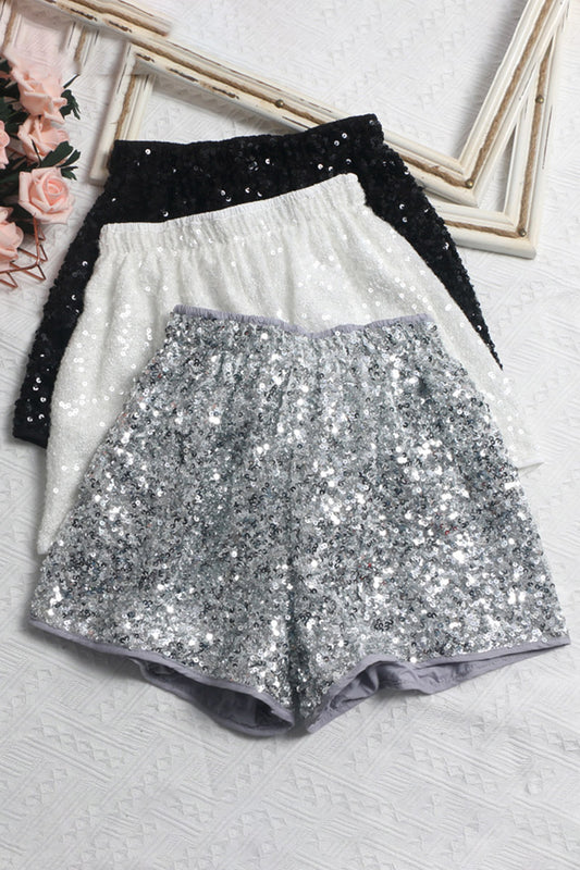 Sparkling Sequin High-Waist Shorts