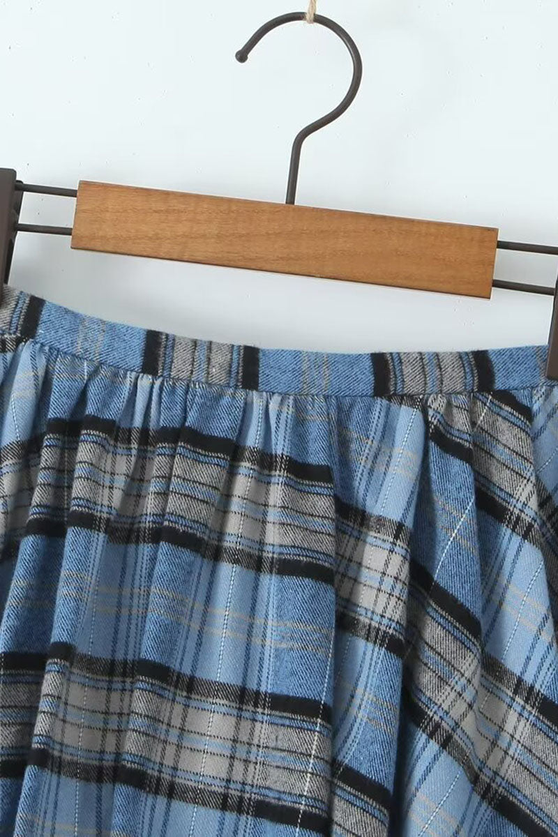 Pleated Plaid Mini Skirt