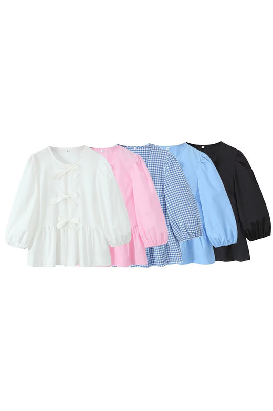 Bow-Detail Long-Sleeve Shirt