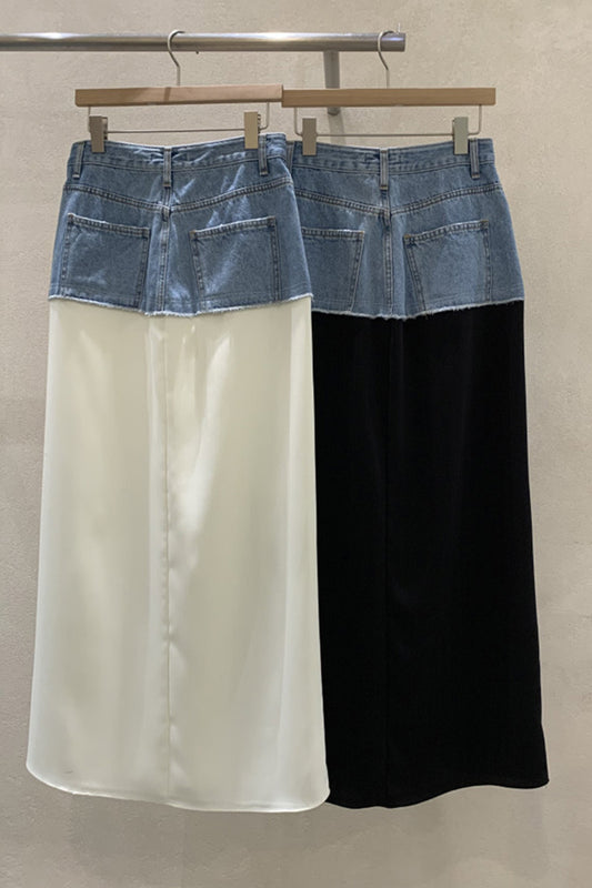 Denim Waist Maxi Skirt