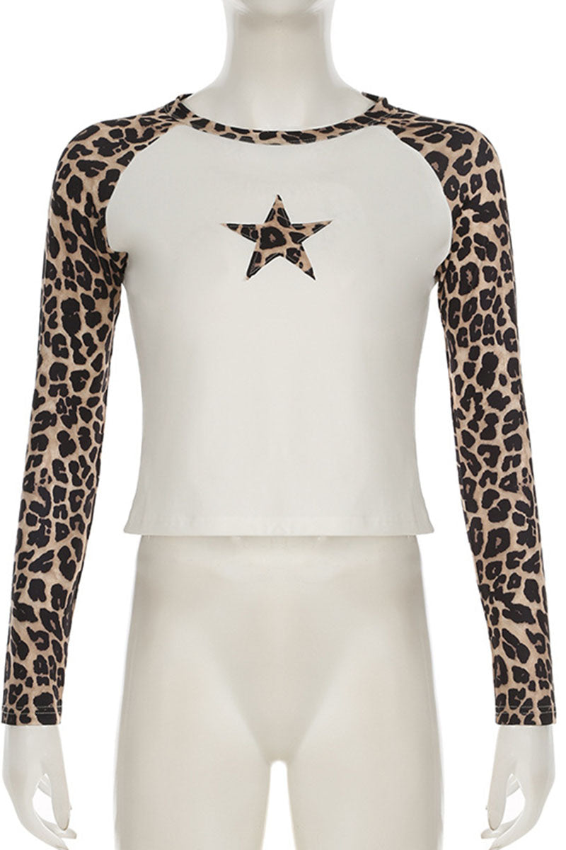 Star Print Raglan Sleeve Top