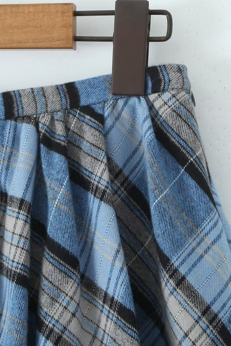 Pleated Plaid Mini Skirt