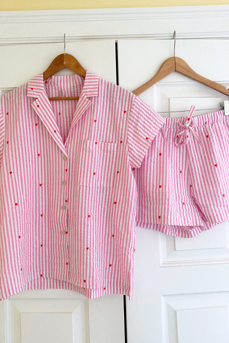 Striped Pajama Set with Patterns