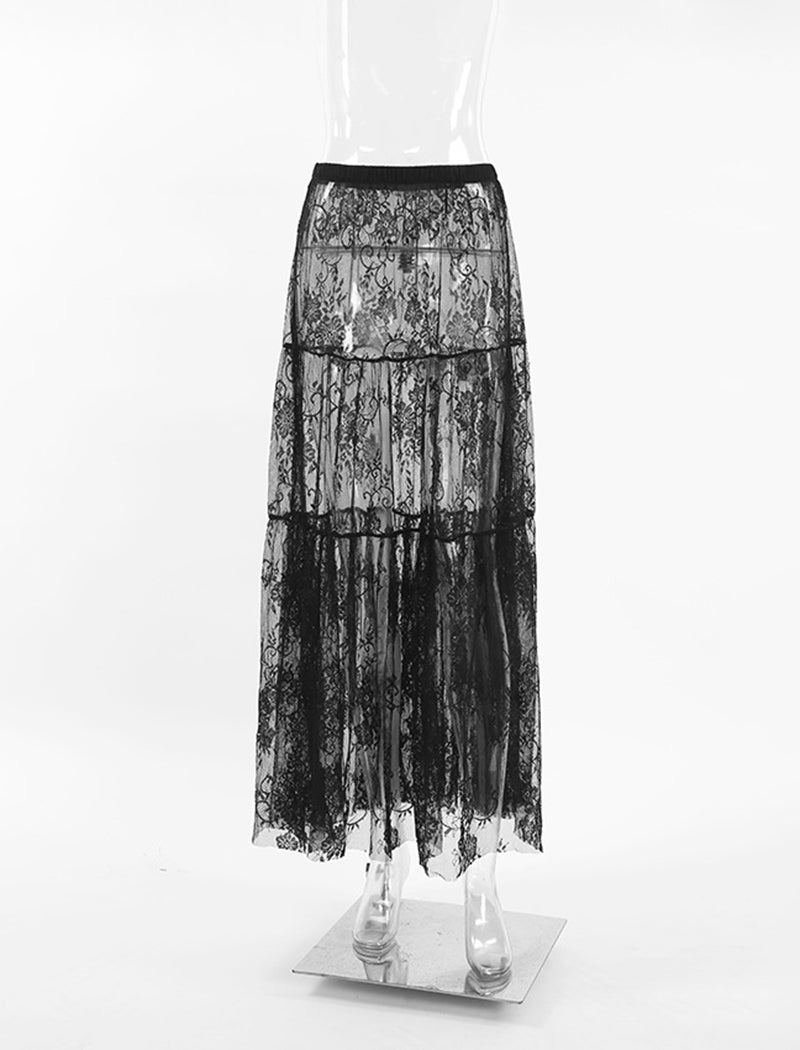 Sheer Lace Mesh Skirt