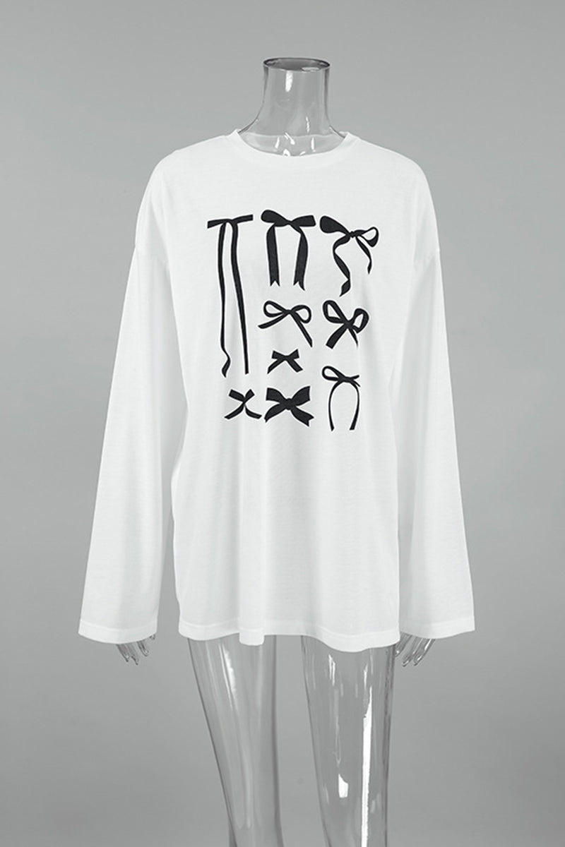 Graphic Bow Long Sleeve Top