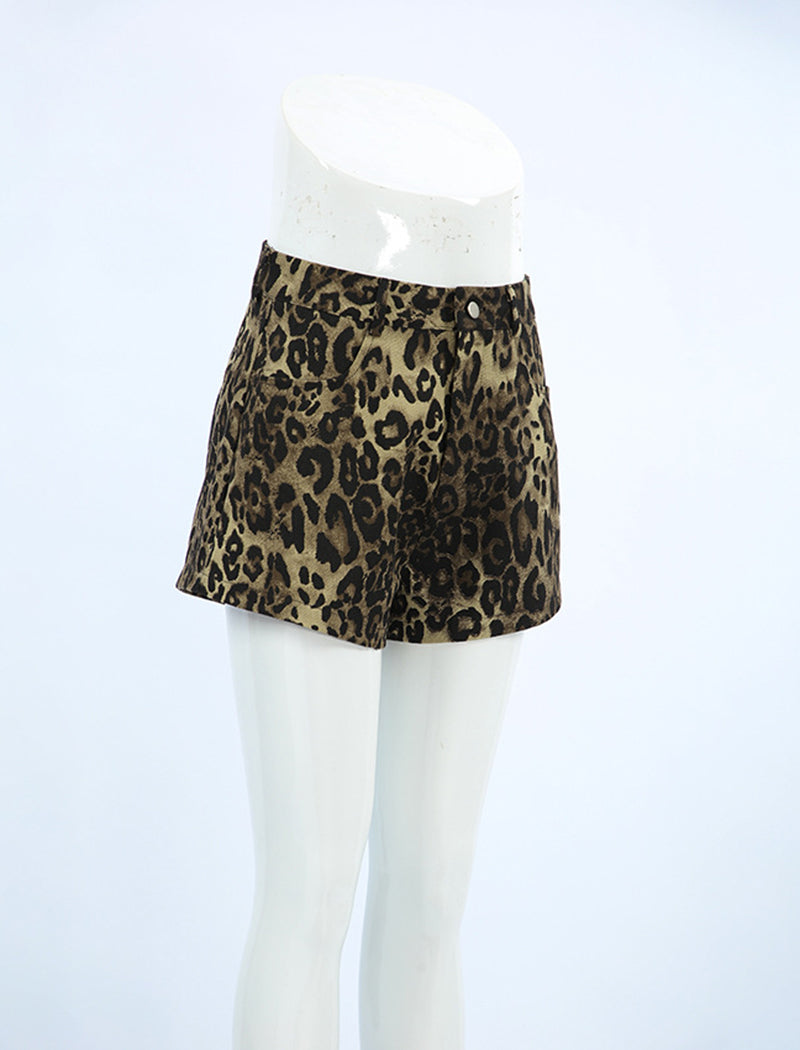 Leopard Print Casual Shorts