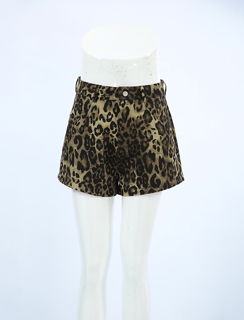 Leopard Print Casual Shorts