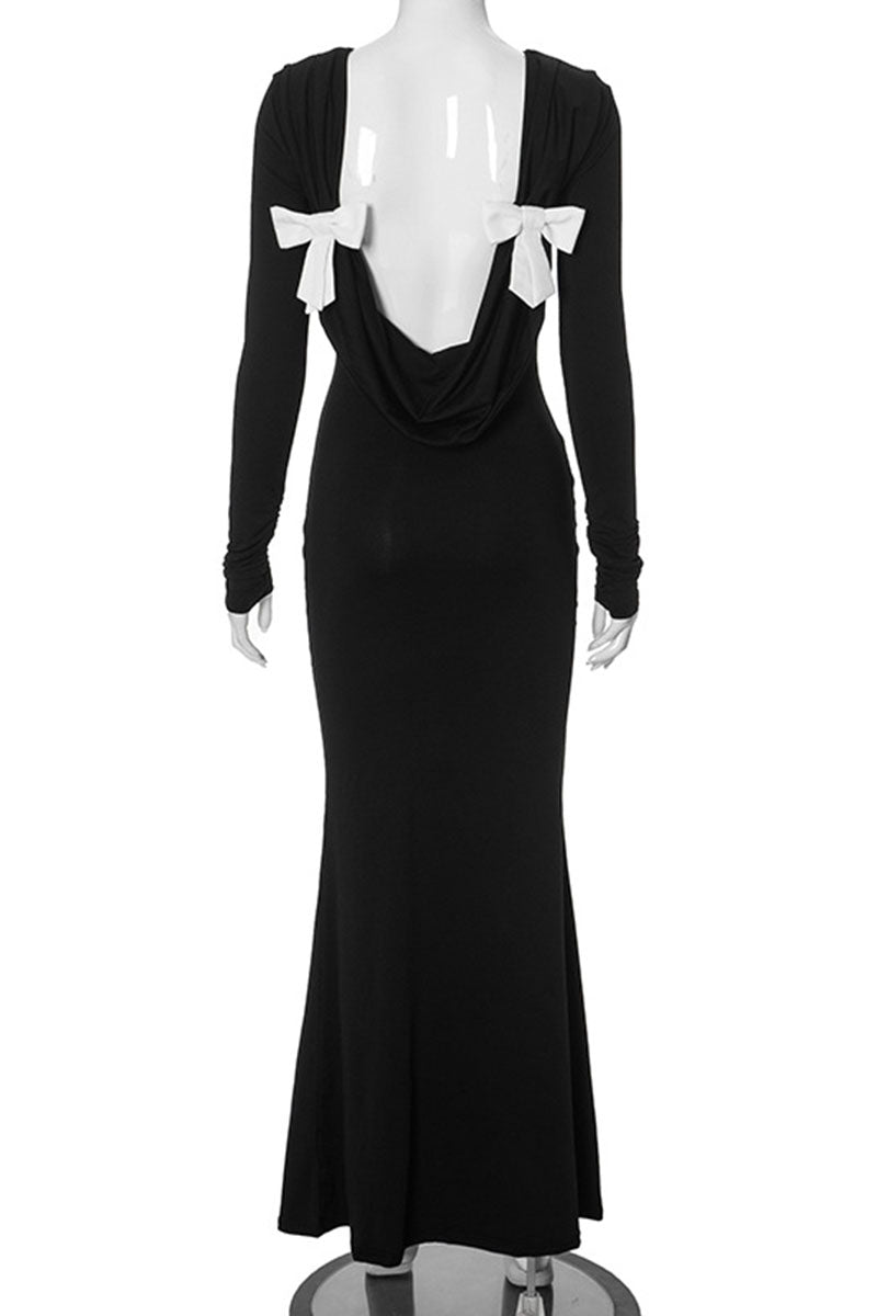Backless Bow Sheath Dress