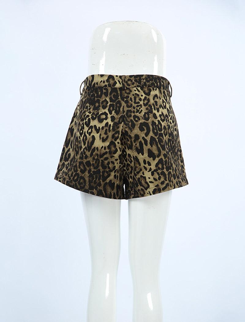 Leopard Print Casual Shorts