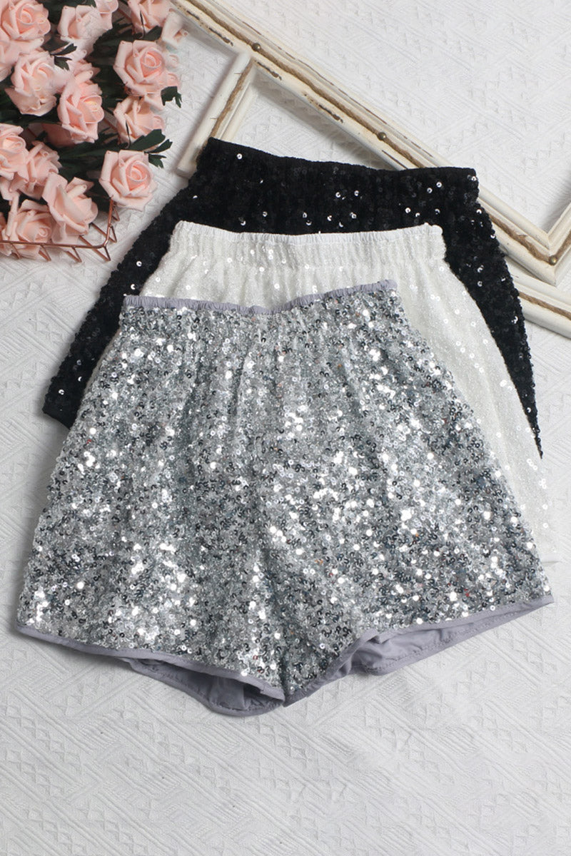 Sparkling Sequin High-Waist Shorts