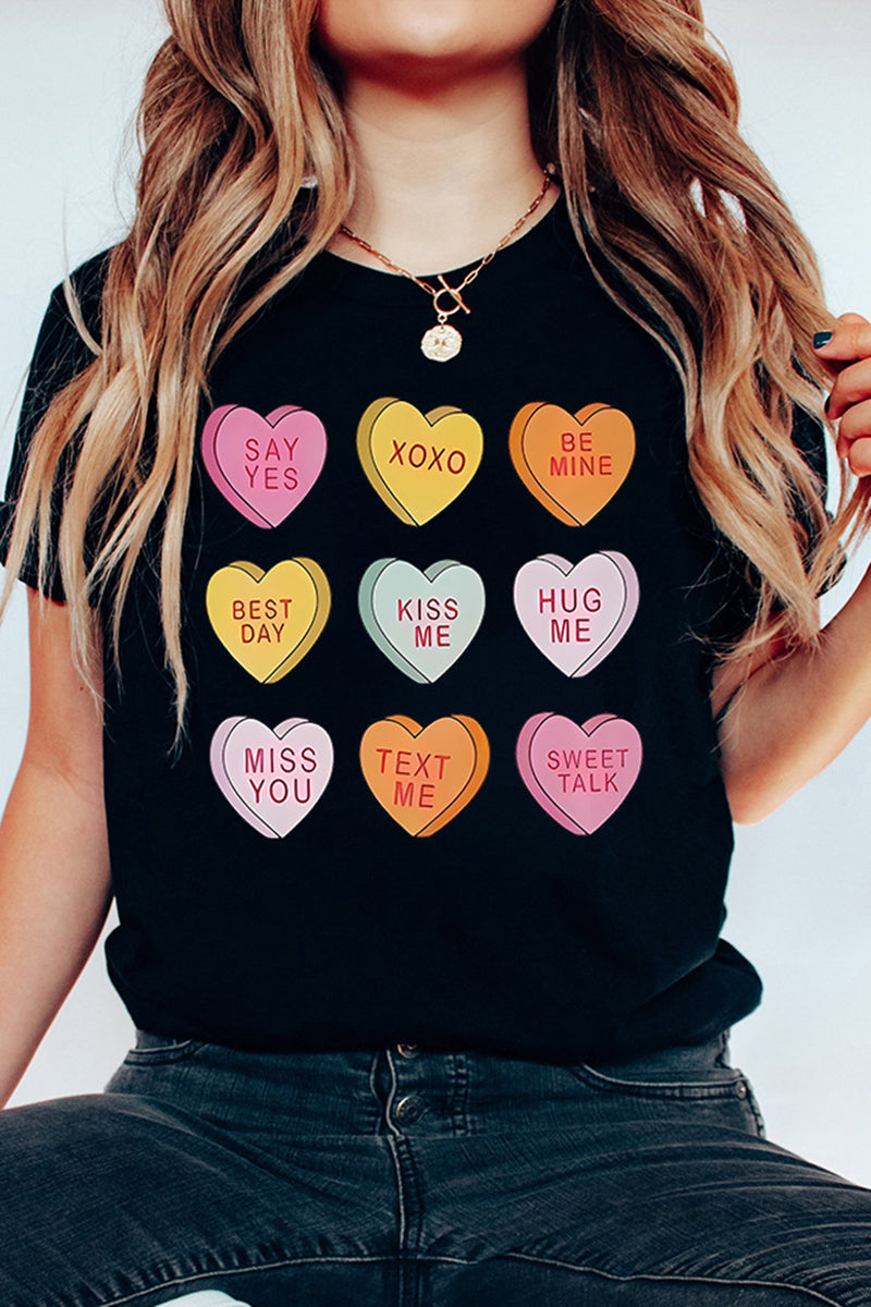 Graphic Heart Print Casual T-Shirt