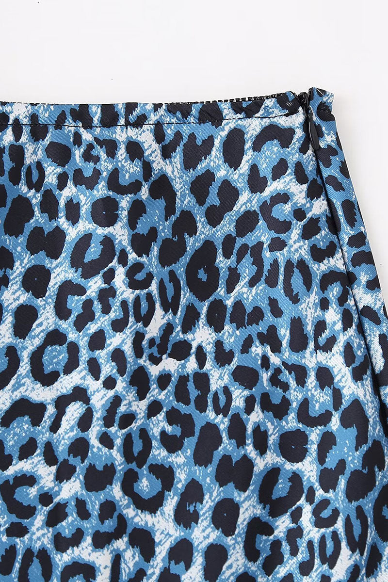 Leopard Print A-Line Midi Skirt