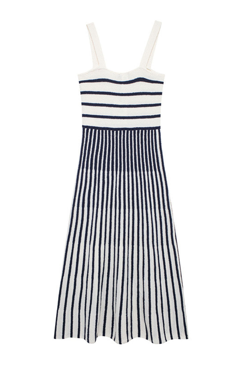 Striped Square Neck Knit Maxi Dress