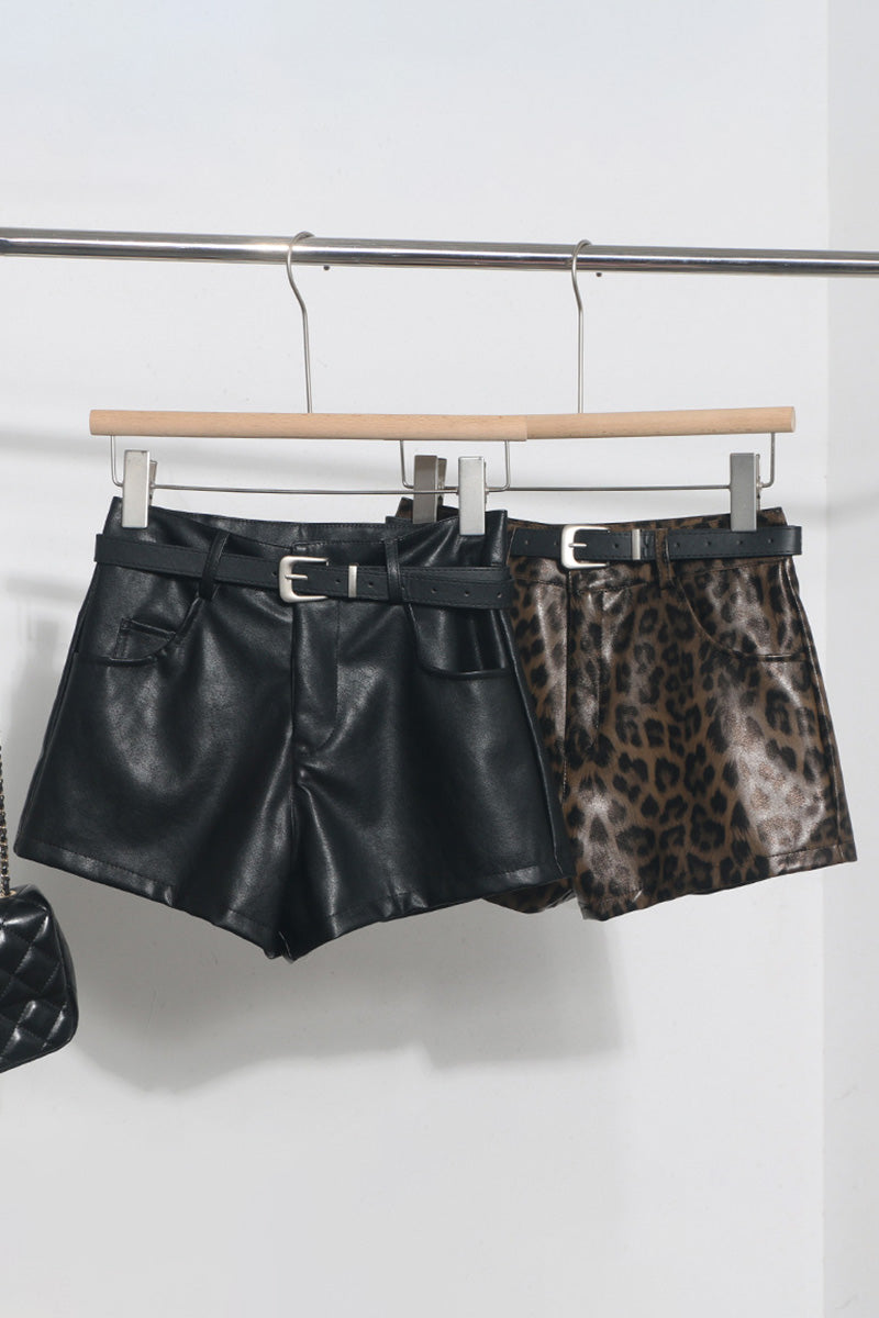 Belted Faux Leather Shorts