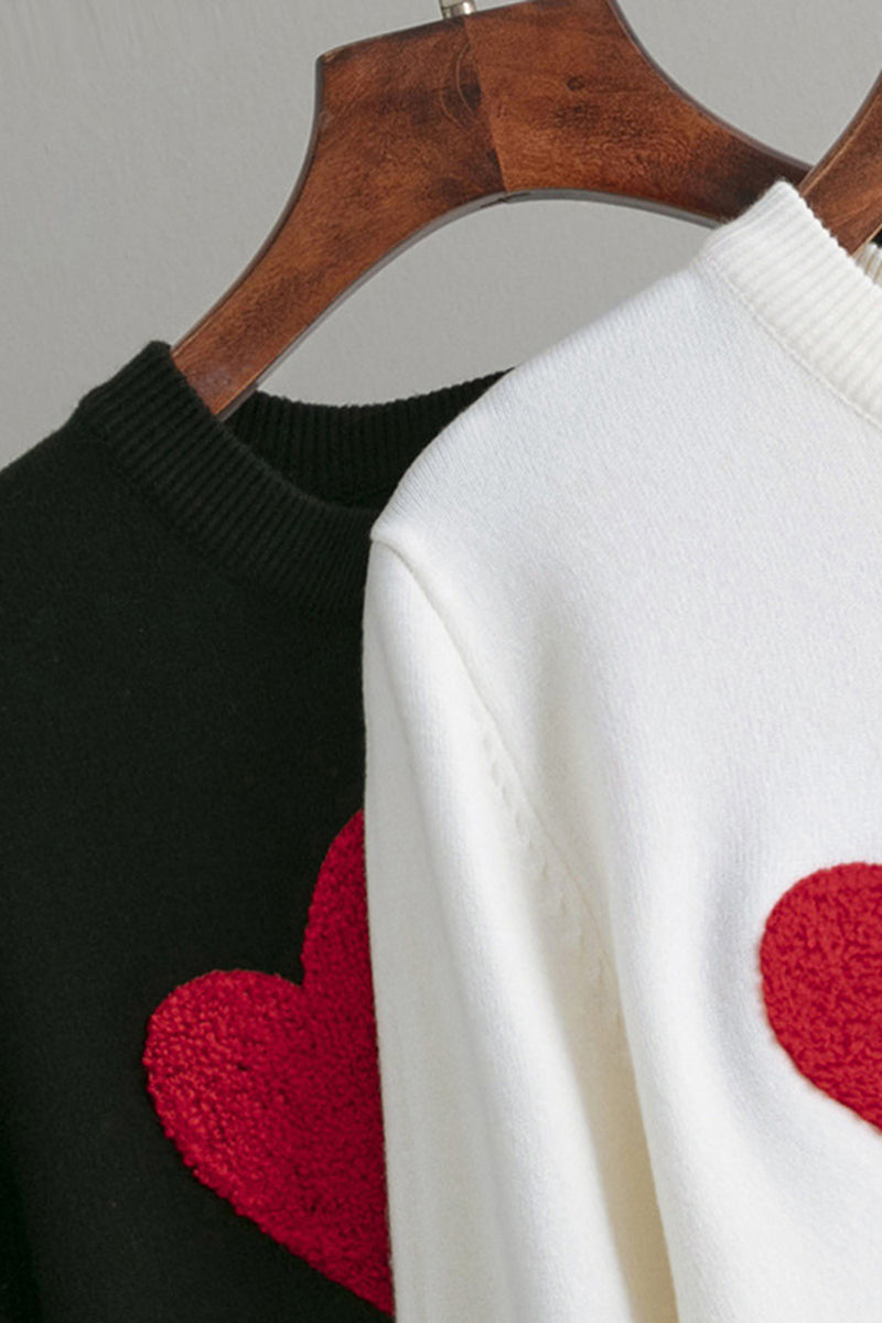 Heart Pattern Pullover Sweater