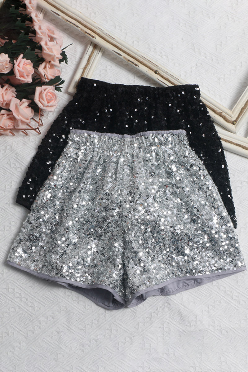 Sparkling Sequin High-Waist Shorts