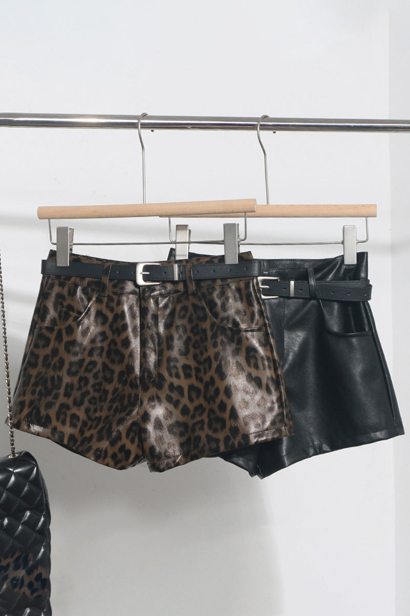 Belted Faux Leather Shorts