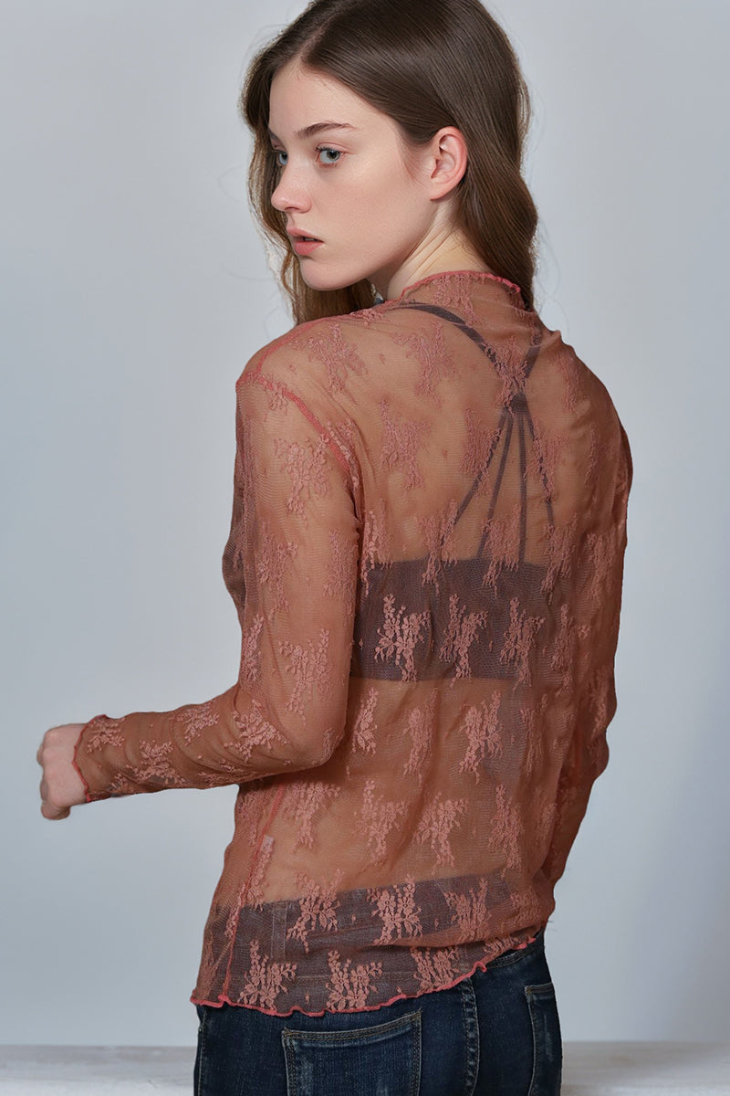 Sheer Mesh Long Sleeve Top