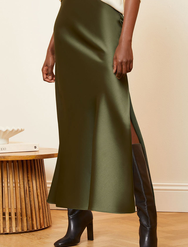 Satin Slit Skirt