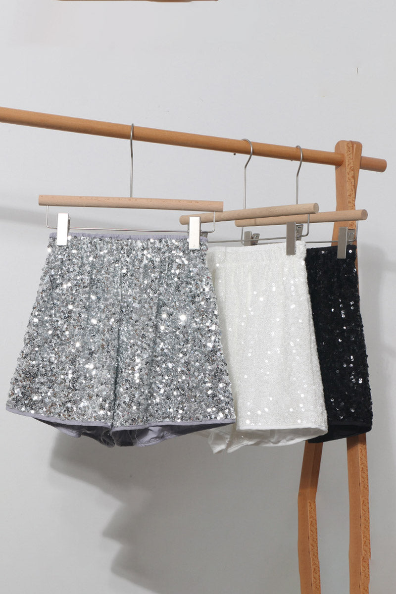 Sparkling Sequin High-Waist Shorts