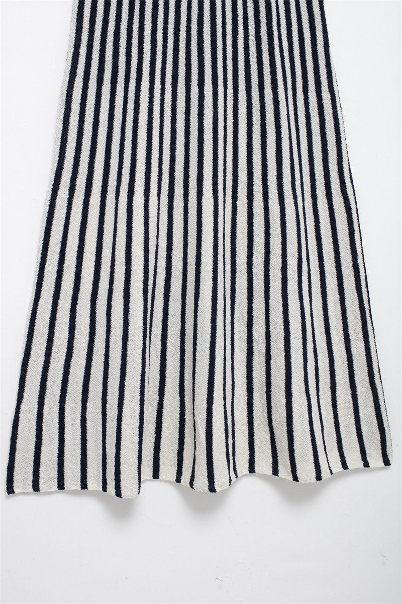 Striped Square Neck Knit Maxi Dress