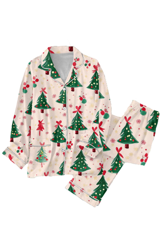 Festive Tree Print Pajama Set