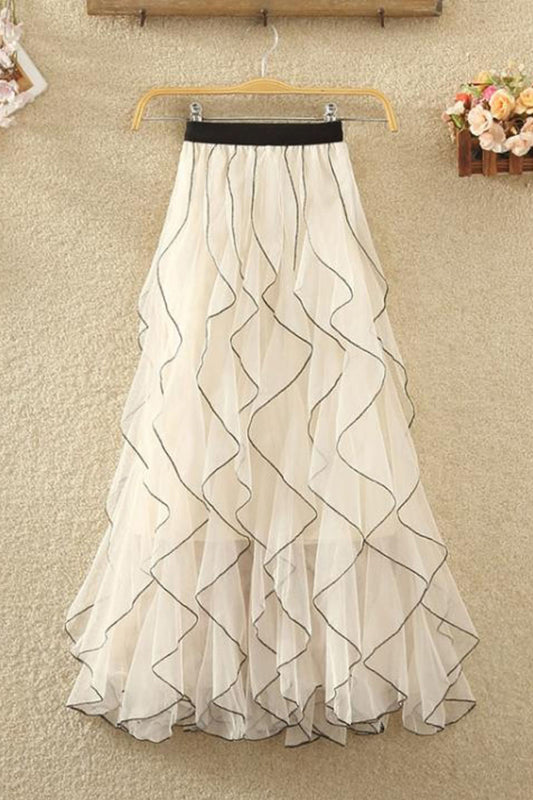 A-Line Tulle Midi Skirt