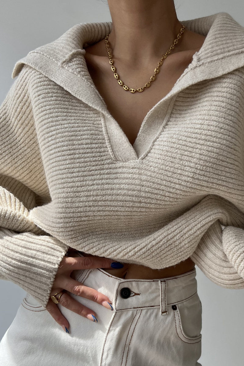 Oversized Knit Lapel Sweater