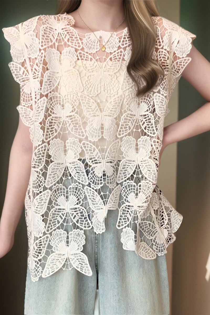 Butterfly Embellished Sleeveless Top