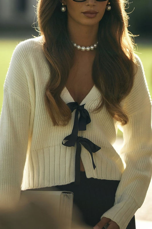 Bow Tie Front Knit Cardigan