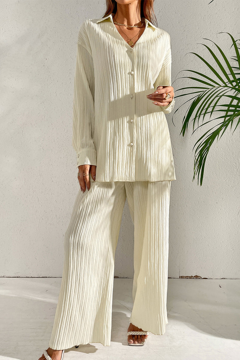 Pleated Shirt and Pants Set