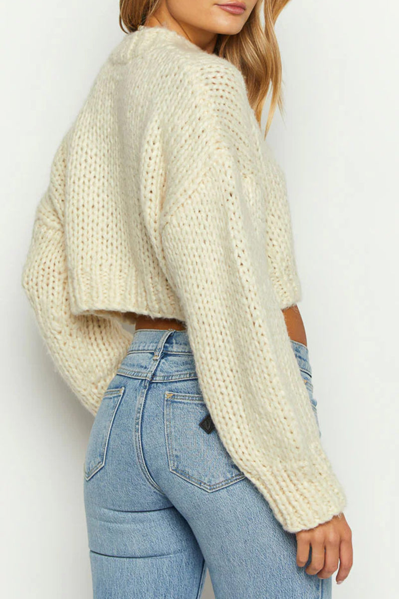 Striped Chunky Knit Cropped Sweater