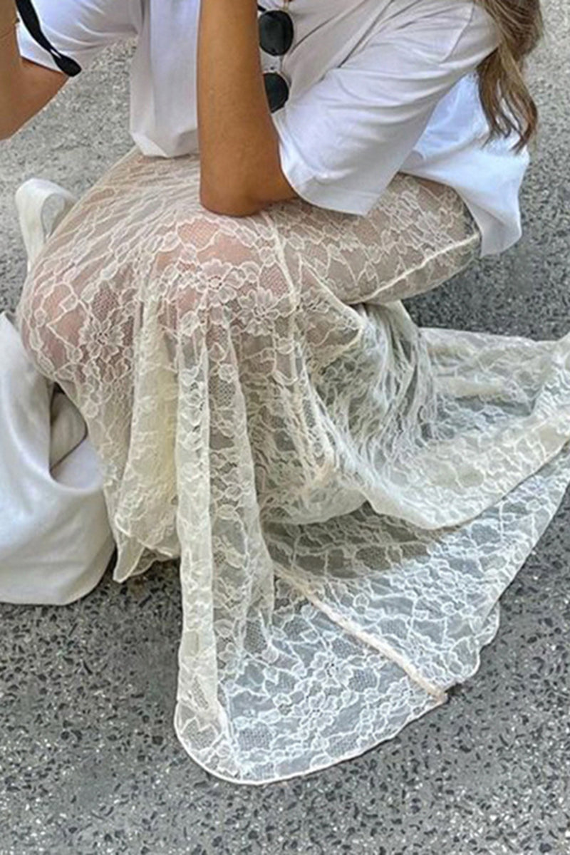 Sheer Lace Maxi Skirt